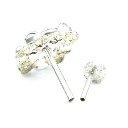 Ethnic  925 Sterling Silver Multi-color CZ Studded Nose ring Push Pin