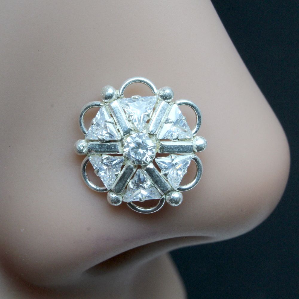 flower-indian-925-sterling-silver-white-cz-studded-nose-ring-push-pin-10519