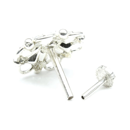 925 Sterling Silver White CZ Hexagon Studded Nose ring Push Pin