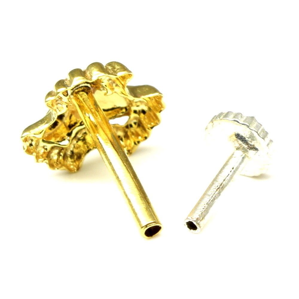 Gold plated nose ring Push Pin nose stud