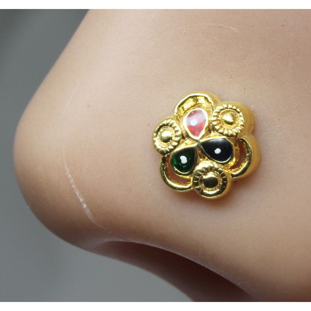 Traditional gold plated Twisted nose stud
