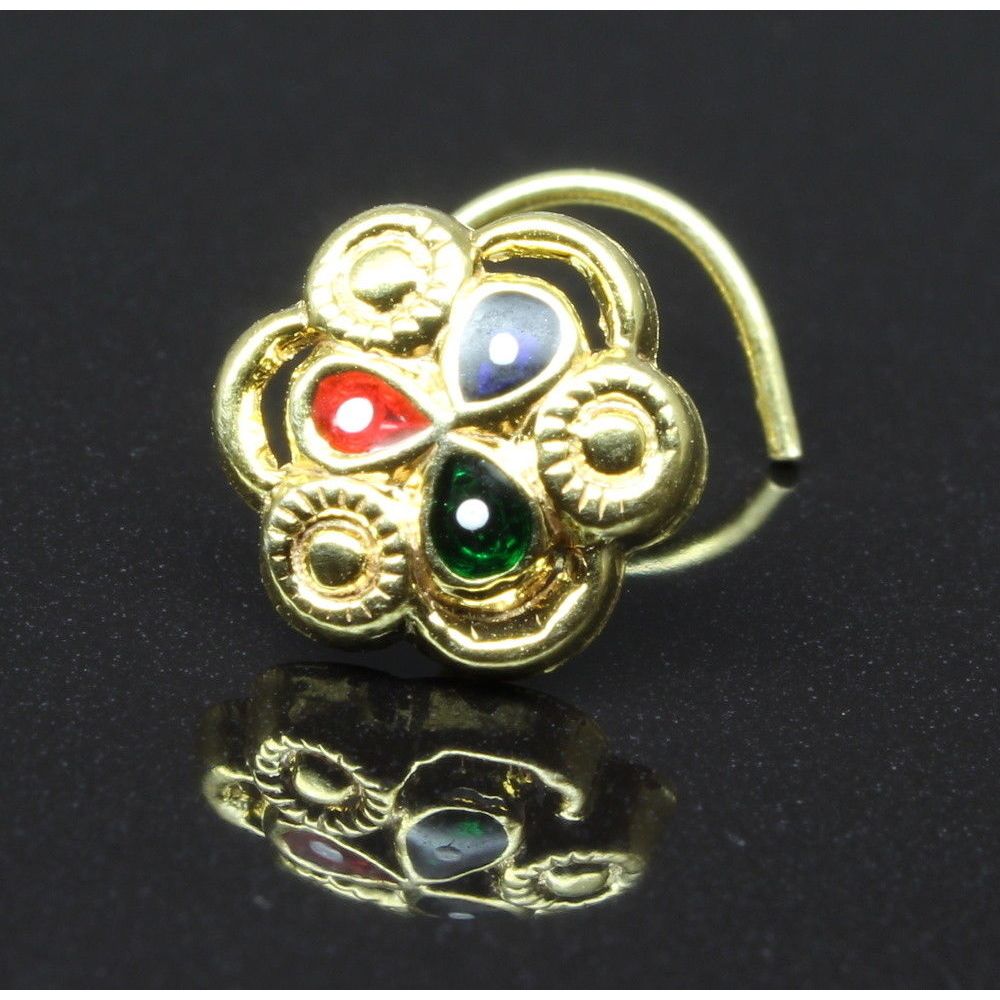 Traditional gold plated Twisted nose stud