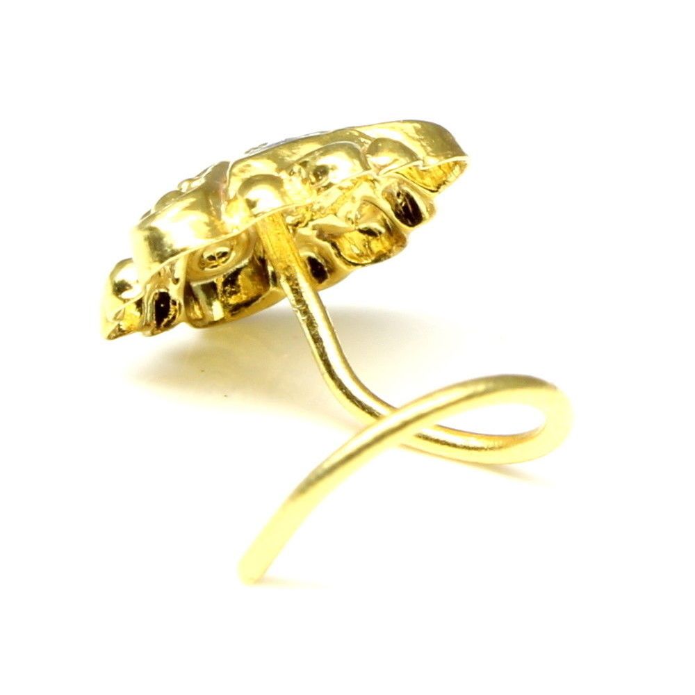 Gold plated corkscrew piercing ring l bend