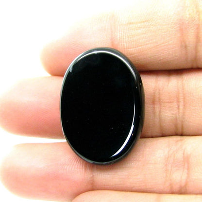 Top Quality Large 33.8Ct Black Onyx Oval Cabochon Gemstone