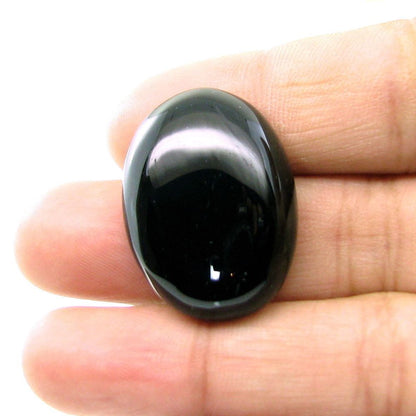 Top Quality Large 35.8Ct Black Onyx Oval Cabochon Gemstone