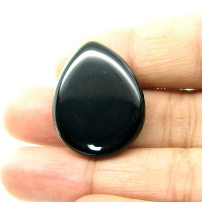 Top Quality Large 36.4Ct Black Onyx Pear Cabochon Gemstone