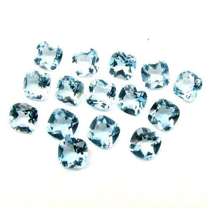 18.1Ct 20pc 6mm Natural Blue Topaz Setting Cushion Faceted Gemstones