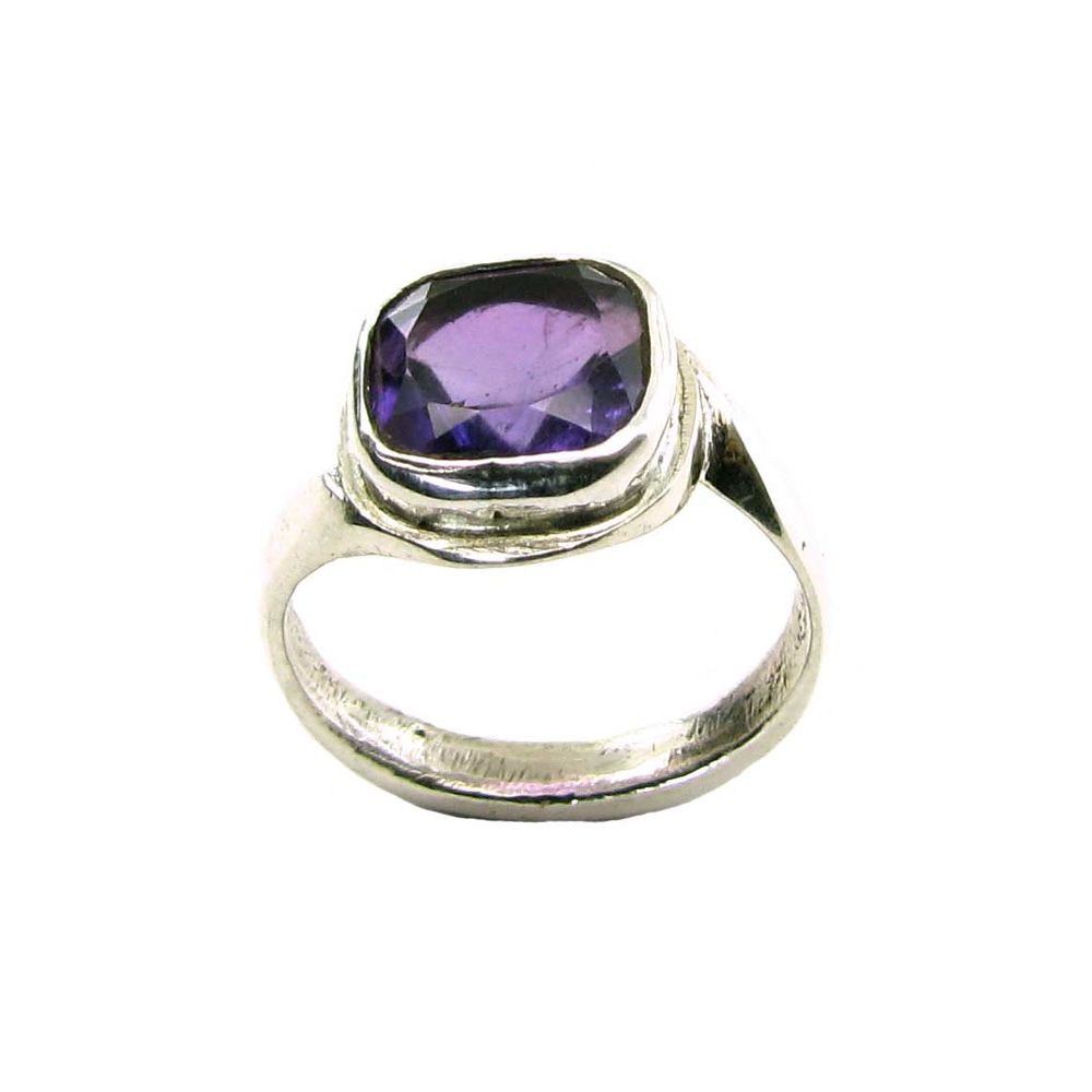 Amethyst Gemstone Rashi Ratna Silver Ring