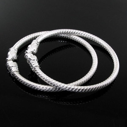 Real Silver Kids Bangles Bracelet - Pair