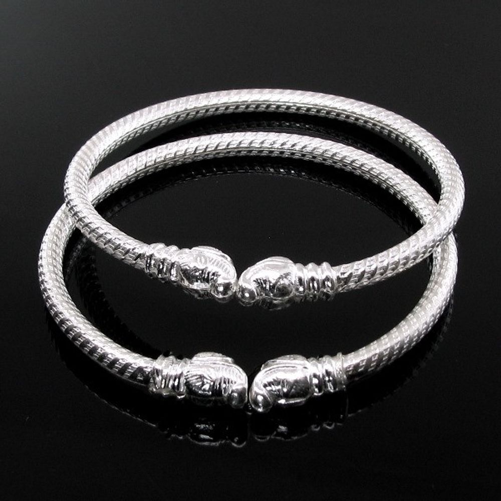 Real Silver Kids Bangles Bracelet - Pair