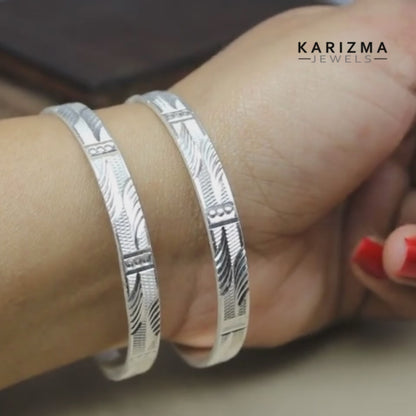 Silver Bangles Bracelet Kangan Pair