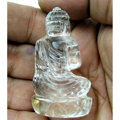 Natural Crystal Quartz Carved Lord Buddha Statue Sculpture Art