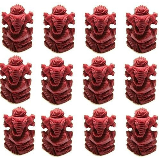 Wholesale Lot Red Coral Carved Lord Ganesha Statues Idols