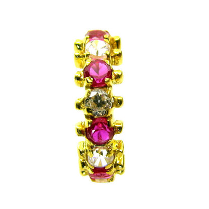 Nose Clicker Ring hinged hoop 14k Yellow Gold Pink White cz nose Piercing