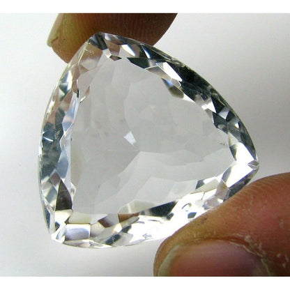 Top Luster A+ 70.2Ct Clear Natural Crystal Quartz Trillion Cut Gemstone