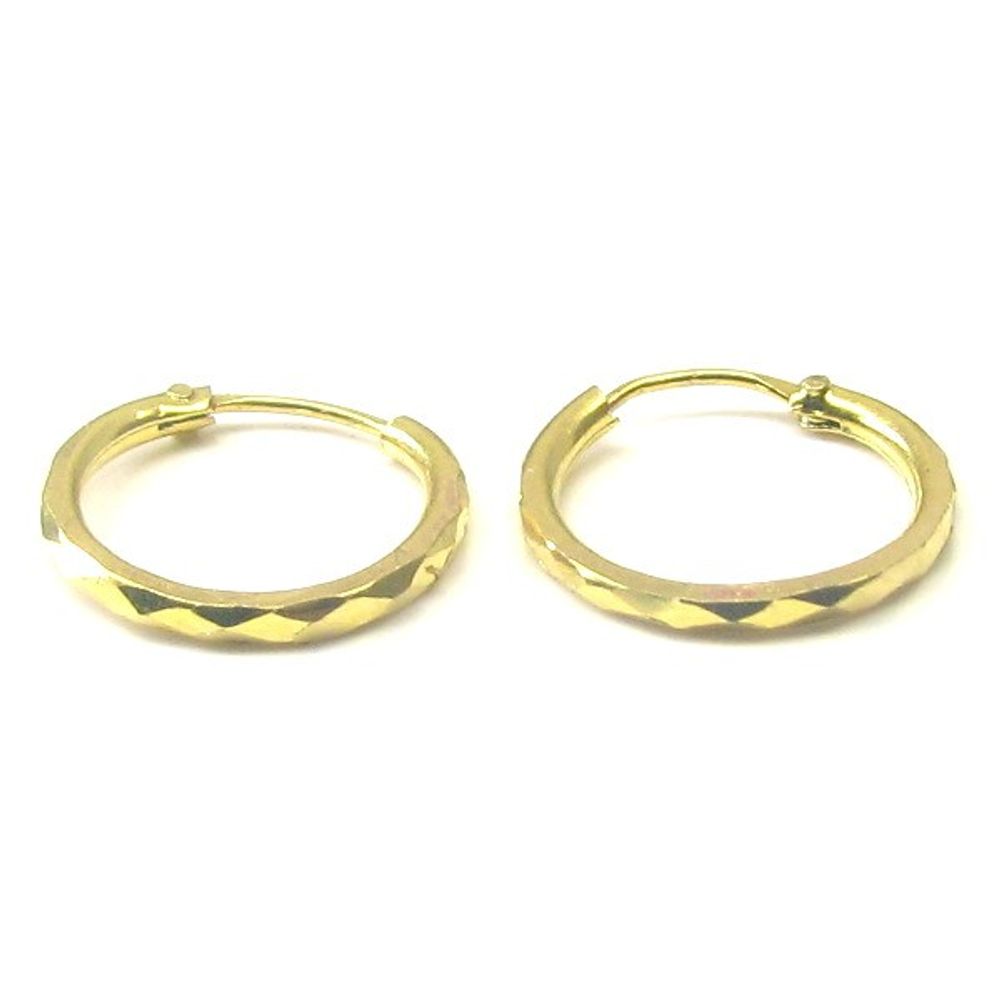 Ethnic-Indian-Hinged-Hoop-EARRINGS-14k-Solid-Yellow-Gold---Pair