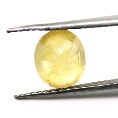 Lab Certified 3.71Ct Natural Yellow Sapphire (Pukhraj) Oval Rashi Loose Gemstone