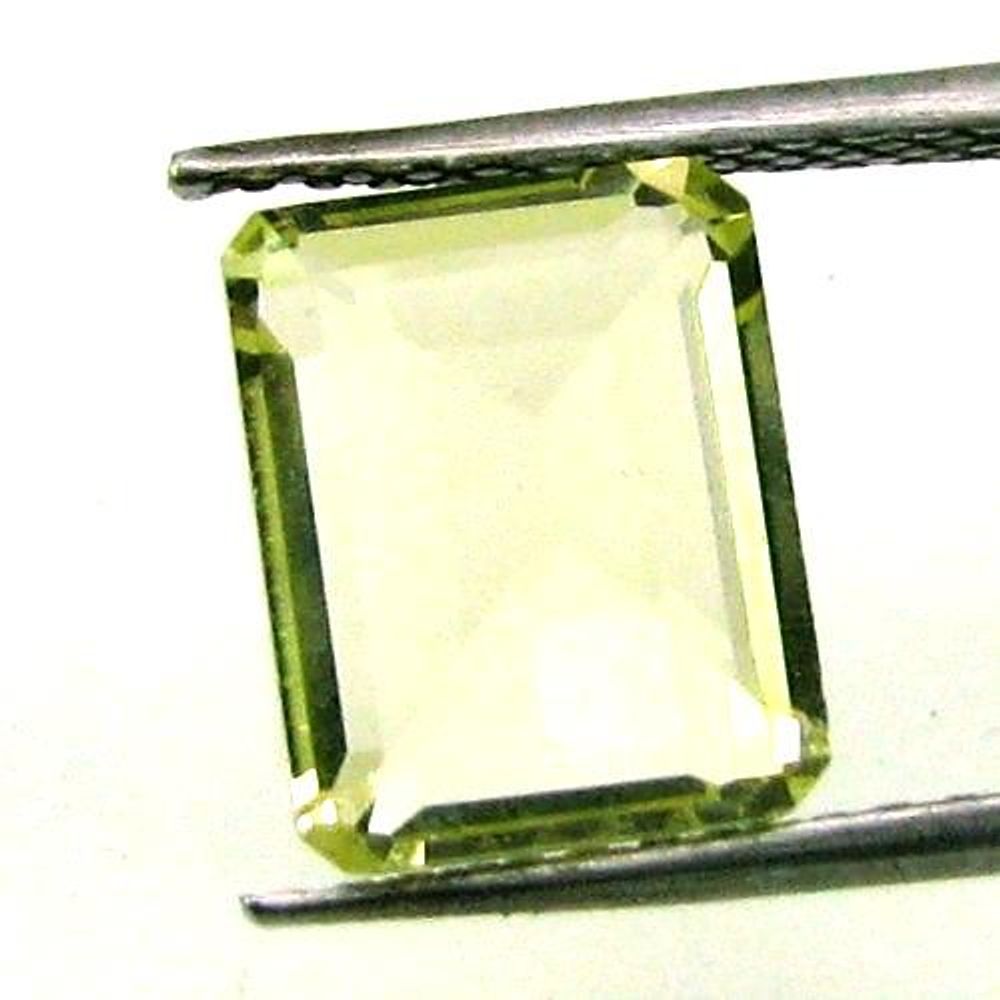 CERTIFIED 3.09Ct NATURAL Lemon Quartz Rectangle Cut Gemstone