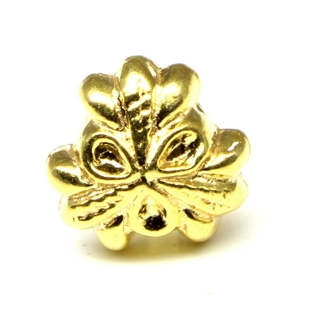 Ethnic traditional gold plated push pin nose stud