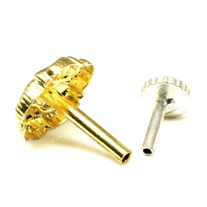 Fashion gold plated floral push pin nose stud