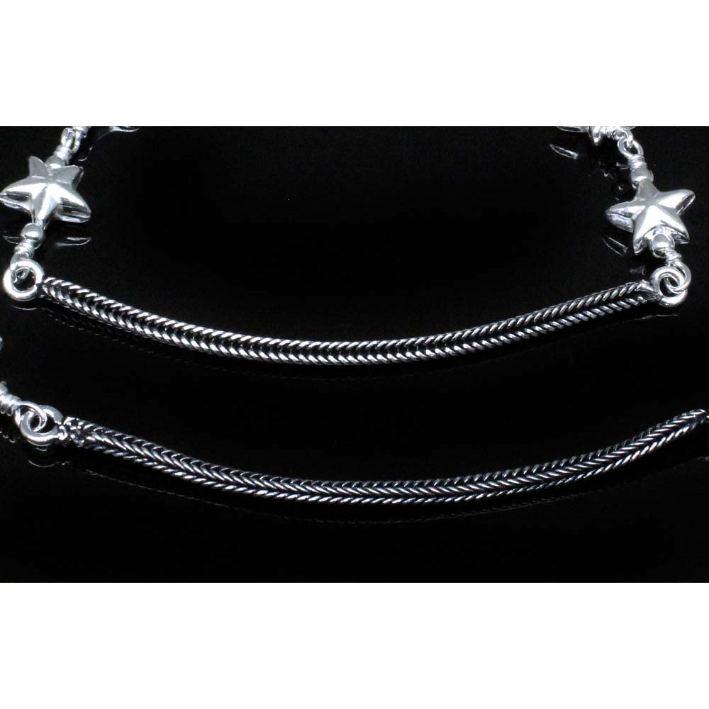 Real Silver Kids Star Anklets 6.5&quot;