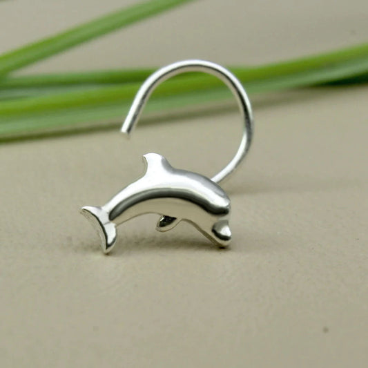 Real Sterling Silver Dolphin nose ring 