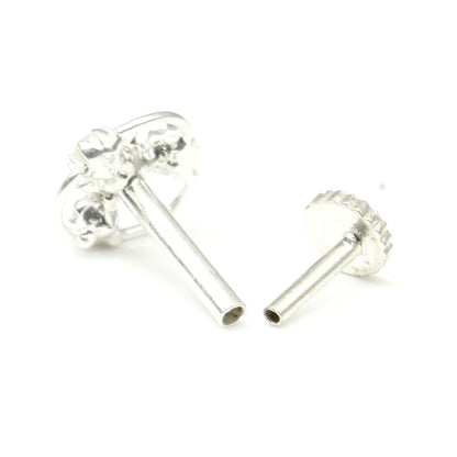 Silver Nose Pin for women with Push pin 