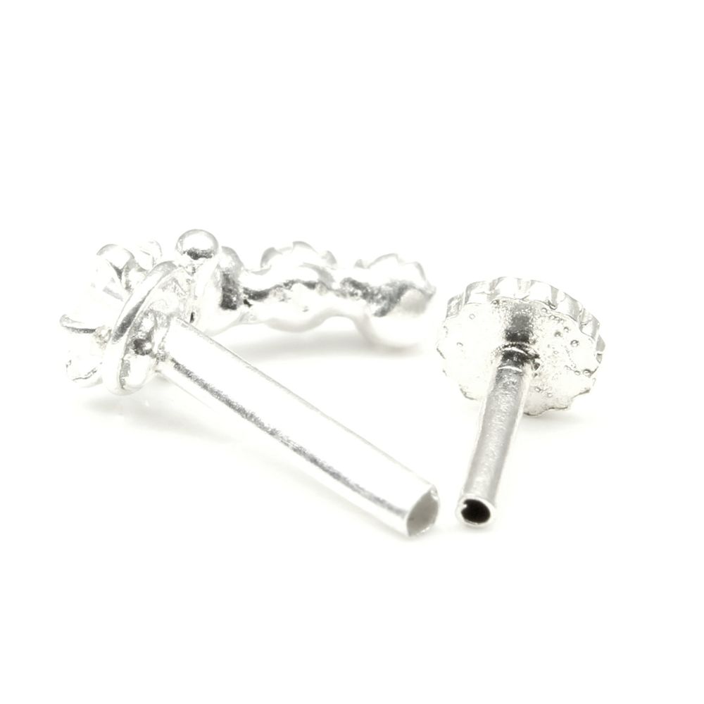 Silver Nose Pin for women with Push pin 