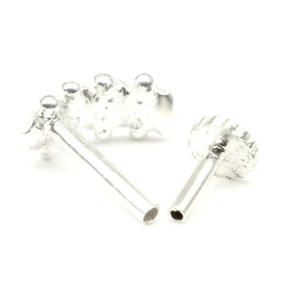 925 Sterling Silver White CZ  Nose ring Push Pin
