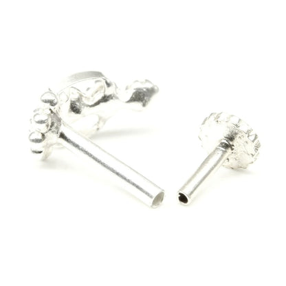 Ethnic  925 Sterling Silver White CZ  Nose ring Push Pin