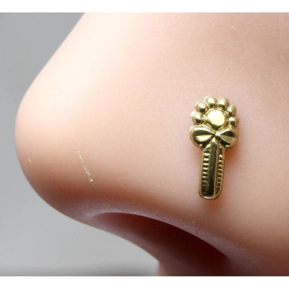 Twisted antique gold finish nose stud 22g