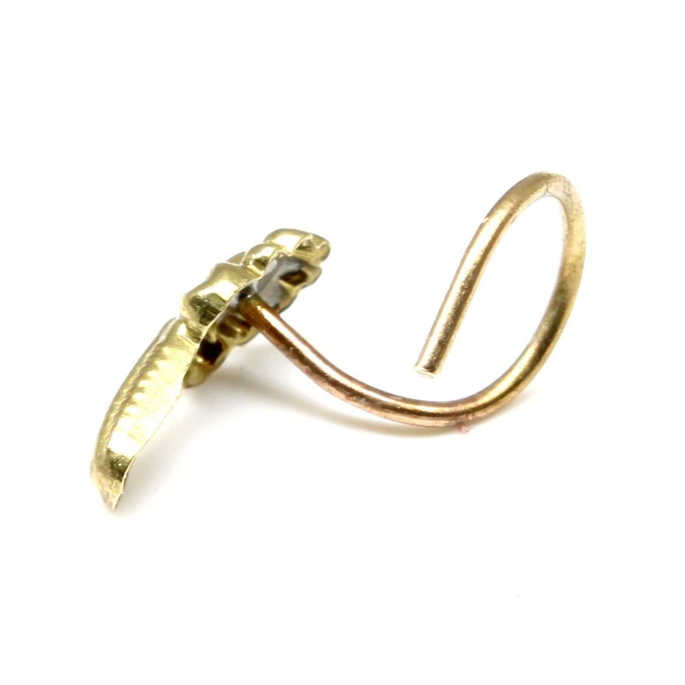 Twisted antique gold finish nose stud 22g