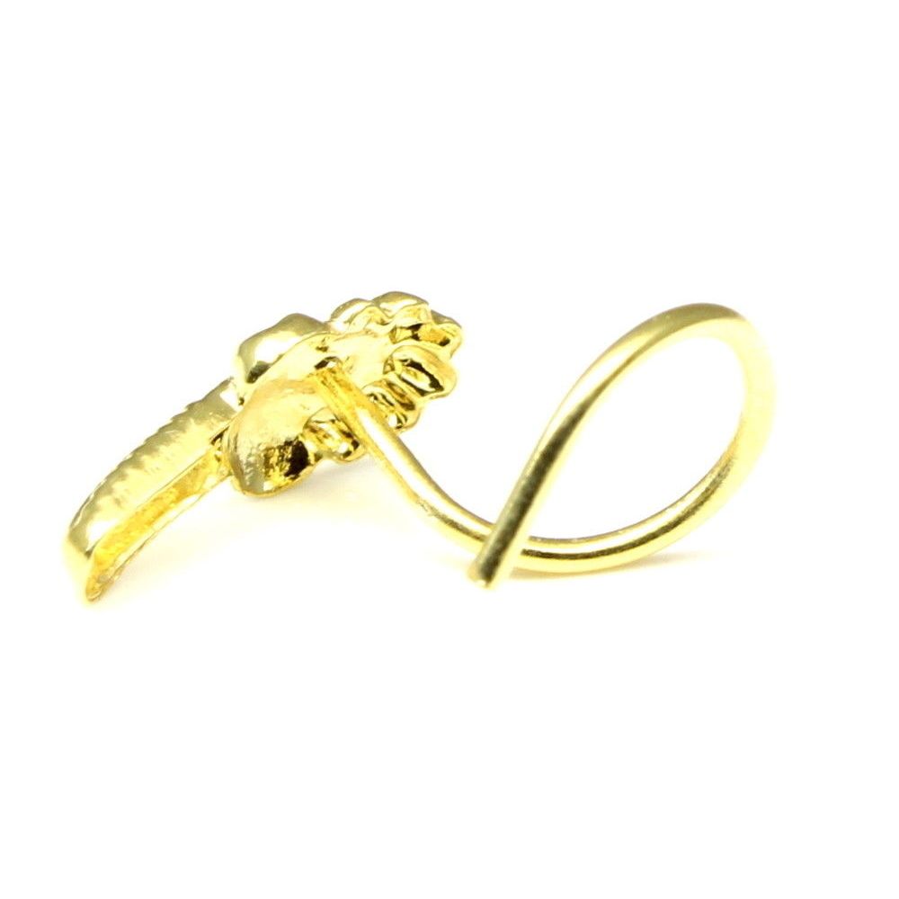 Traditional dangle gold plated nose stud l bend 22g