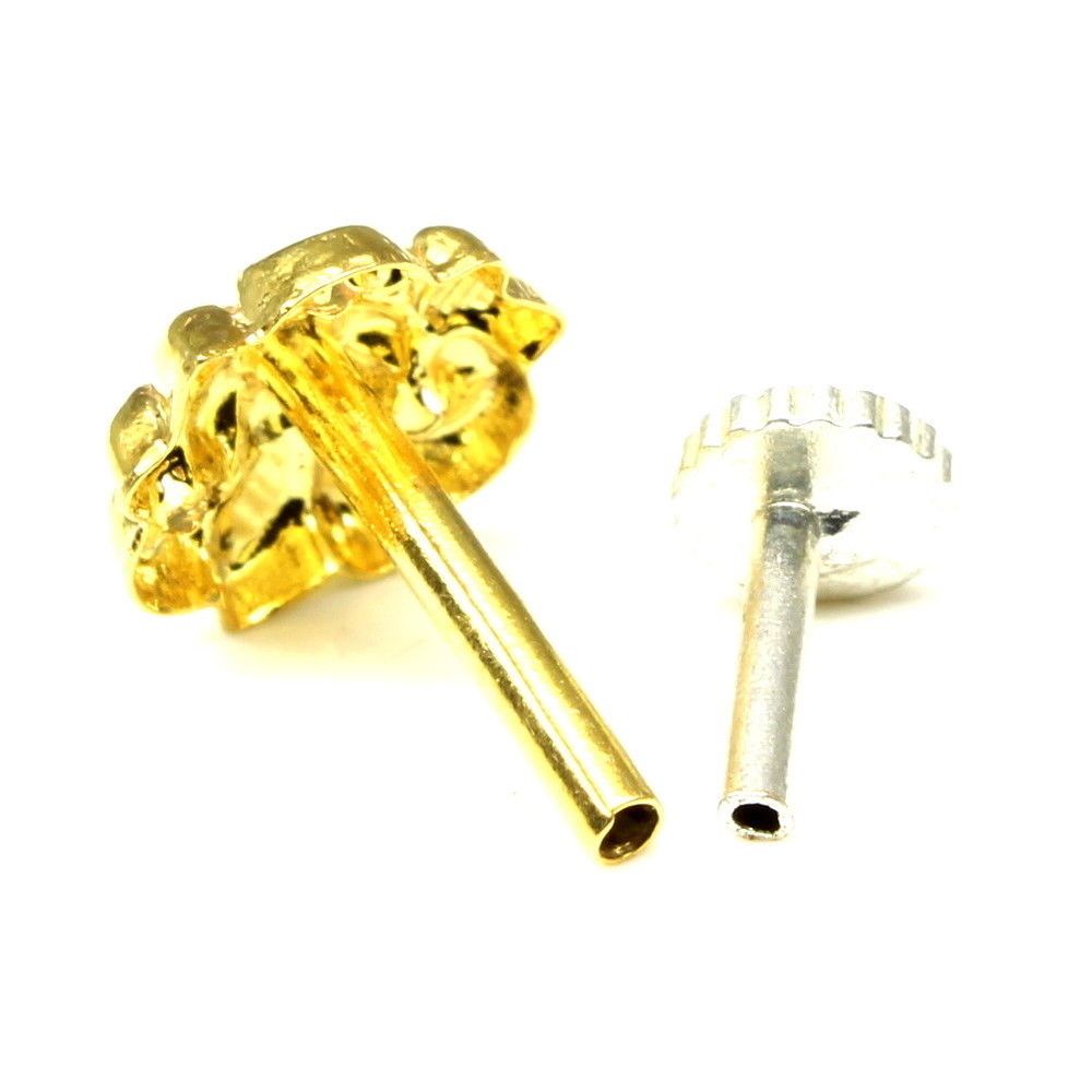 Traditional gold plated push pin nose stud