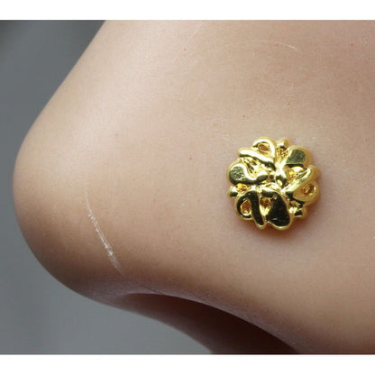 Gold plated piercing nose stud l bend