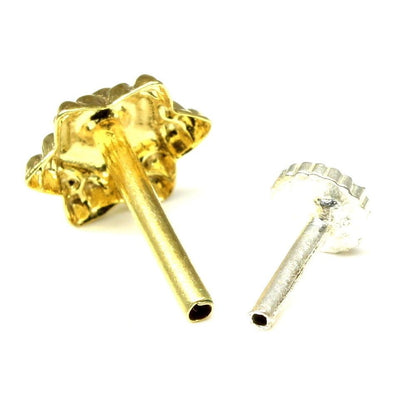 Ethnic gold plated push pin nose stud