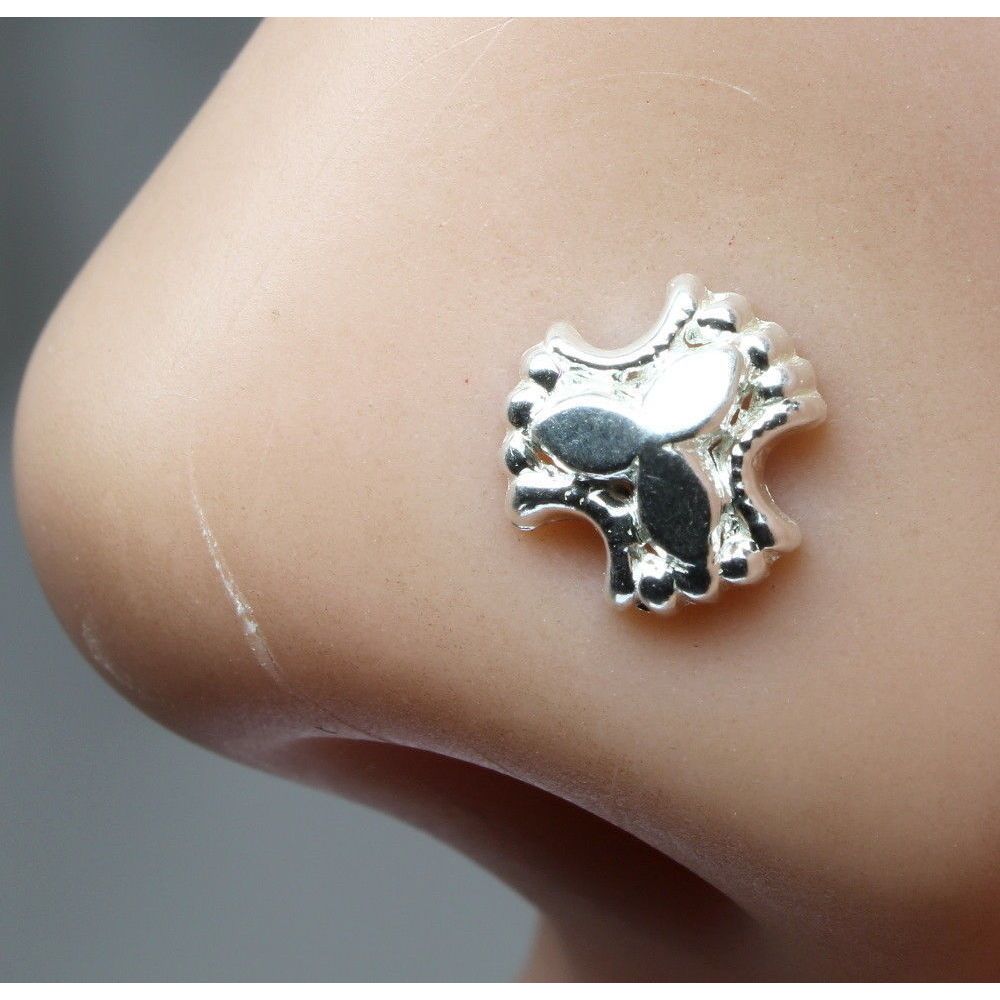 925 Sterling Silver Floral Nose Pin 