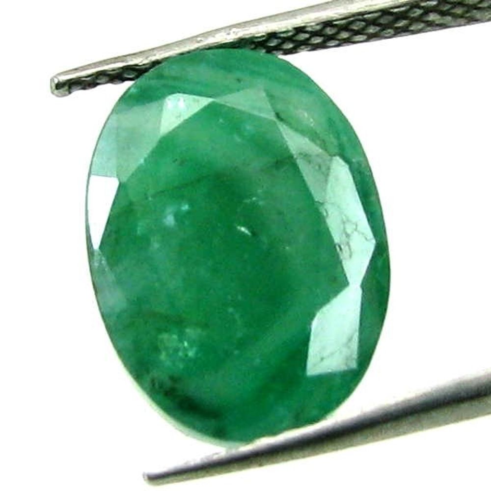 Certified 7.08Ct Natural Green Emerald (Panna) Oval Cut Rashi Loose Gemstone