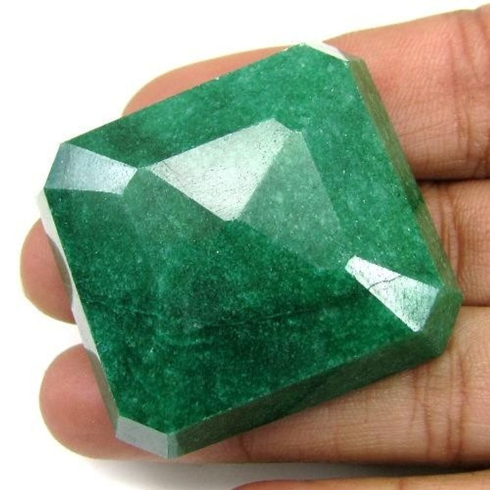 188.3Ct Natural Brazilian Green Emerald Square Shape Faceted Gemstone