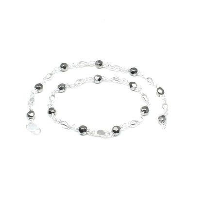 Silver nazaria black beads bracelet for Kids