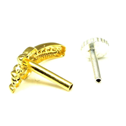 Dangle ethnic gold plated nose stud 18g