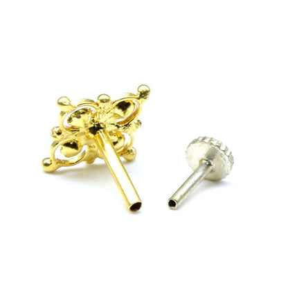 Square studded gold plated Piercing Nose stud push pin