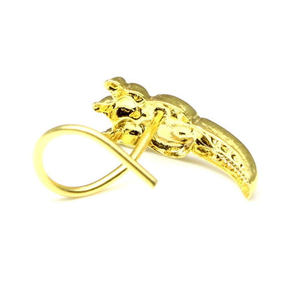 Traditional dangle gold plated corkscrew nose stud