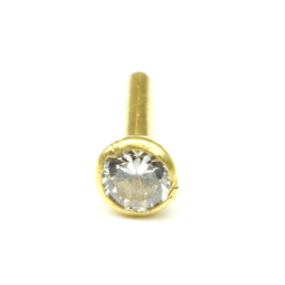  14k Yellow Gold one stone nose ring for women