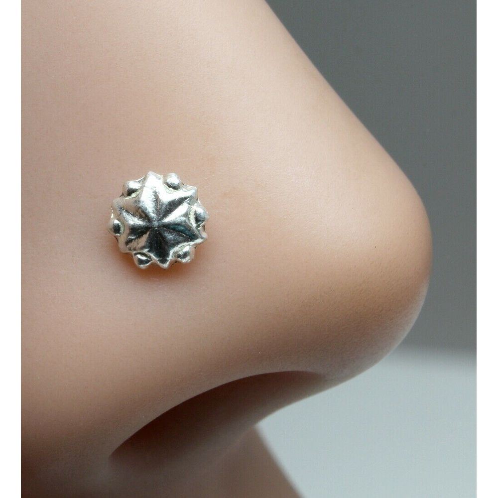 Tiny Sterling Silver Nose pin for Girls and women with Push Pin