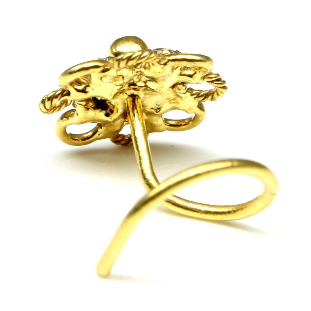 Gold plated CZ Corkscrew Nose Stud