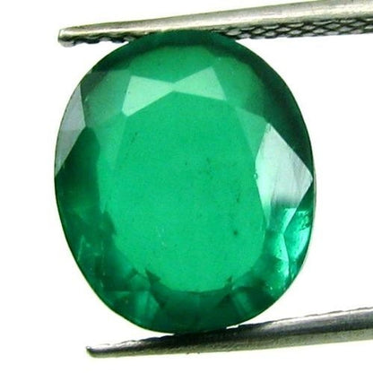 5.3Ct Green Emerald Quartz Doublet Oval Faceted Gemstone