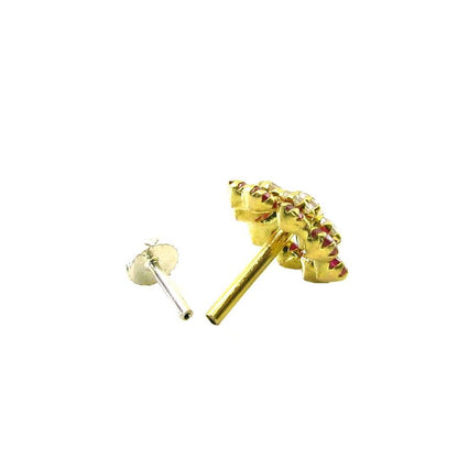 Nose stud Pin Solid Real 14k Yellow Gold with push pin