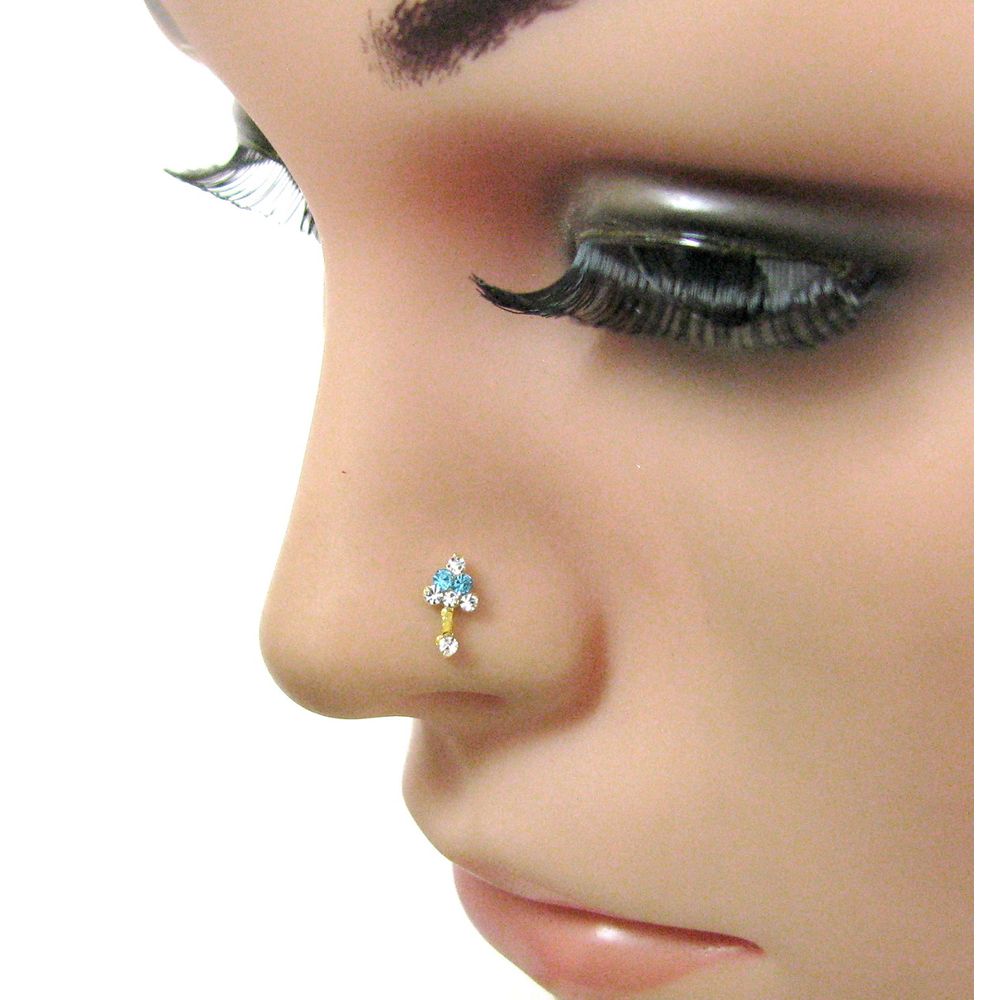 Gold Plated Push Pin Nose Stud 2pc