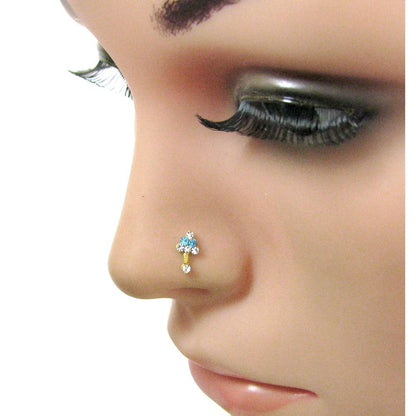 2pc Gold Plated Rhinestones Nose Stud